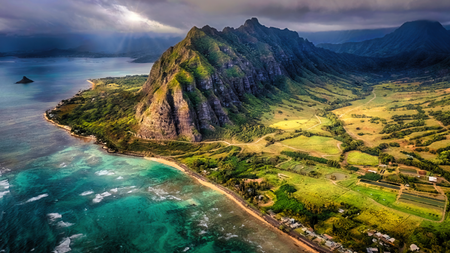 Scenic view of sea against sky, Kaaawa, Hawaii, United States, USA